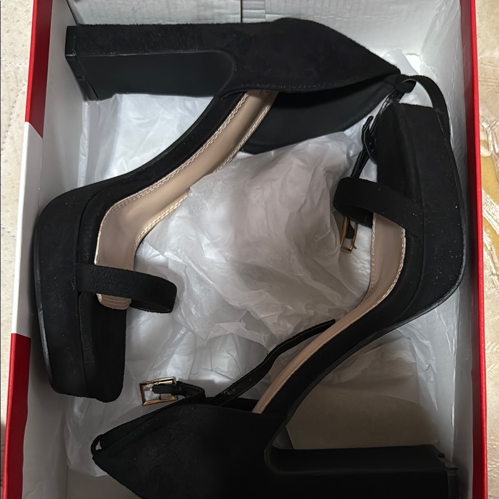 Black Suede Platform Heels